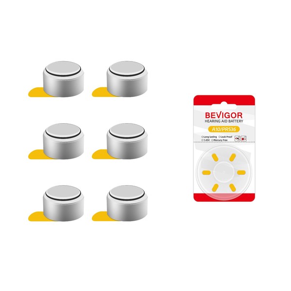 BEVIGOR Hearing Aid Batteries Size 13, Mercury Free (1.45V 6