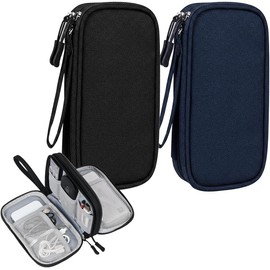 2pzs Organizador de Cables, Estuche para Cables y Cargadores, Bolsa Portatil de Viaje con 8 Bolsillos Interiores, Gran Capacidad, Impermeable, para Cables, Cargador, Teléfono, Tarjeta SD