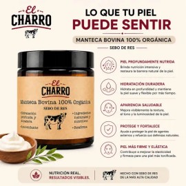 Crema El Charro de Sebo Bovino para Rostro y Cuerpo, Hidratante y Antiedad