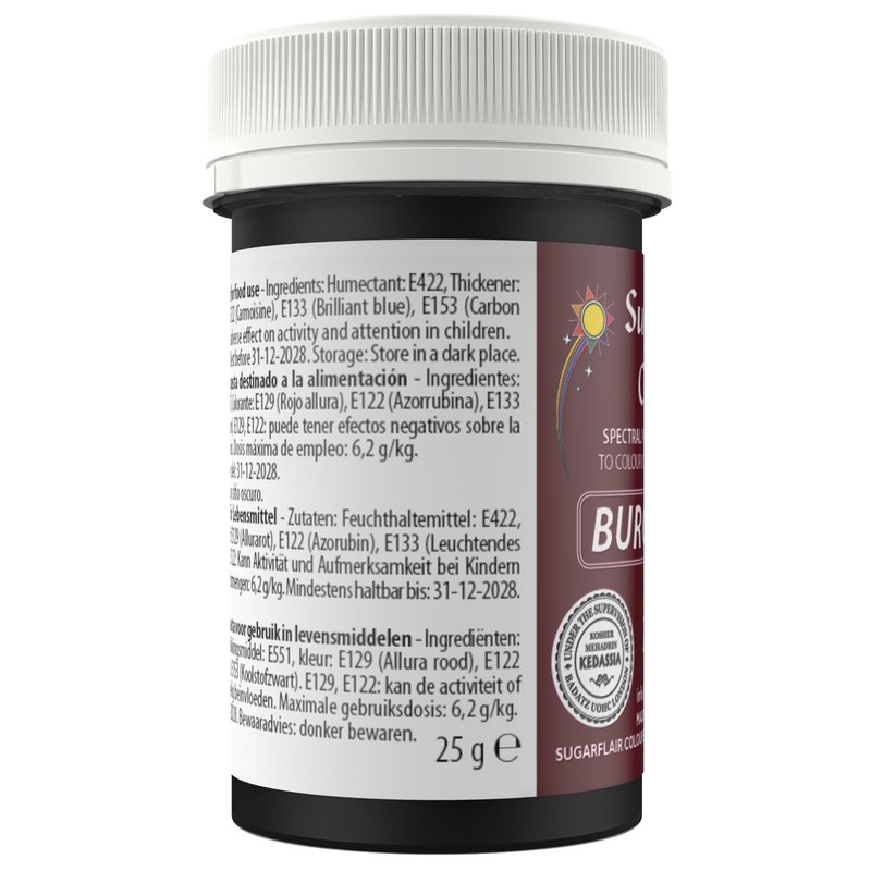Sugarflair Spectral Burgundy Lebensmittelfarbe Paste, hochkonzentrierte Lebensmittelfarbe für Buttercreme, Zuckerpaste,
