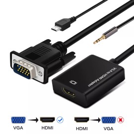 Unbranded VGA To HDMI Converter 1080P HD Adapter With Audio Cable For HDTV PC Laptop TV US