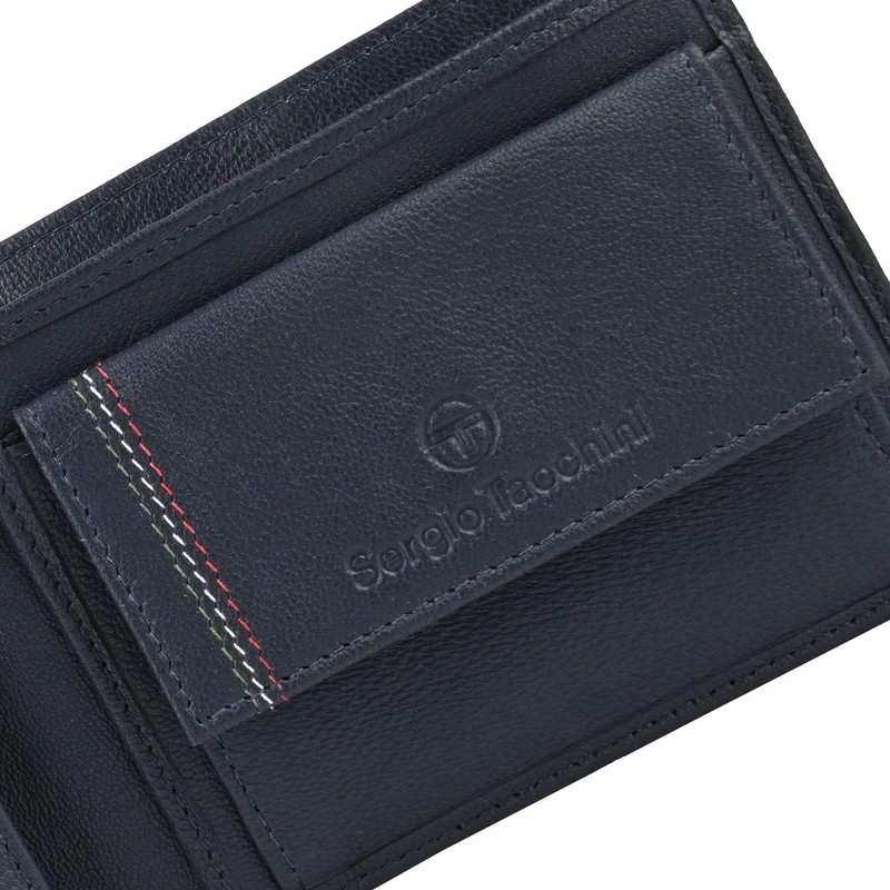 Sergio Tacchini Mens Genuine Leather Slim Wallet with Card Slots