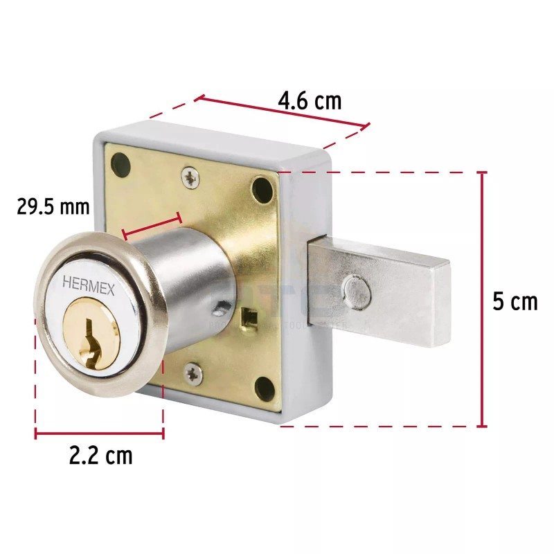 Hermex CM-26C Furniture lock, model 26, chrome