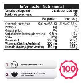 Pasiguaro Resveratrol 100 Tabletas De 600 Mg duo Rinde 100 Días Sin Sabor Pasiguaro