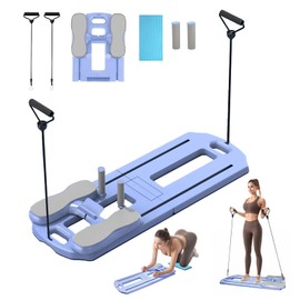 Pilates Reformer Machine,Pilates Board for Home Workout,Mini Pilates Reformer Set，Pilates Equipment Flo Pilates Reformers for Women-Grey and Blue