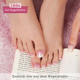 DANNI & TONI Semi-Cured Gel Nail Foils (Ruby Frost) Pink Gradation Sequins Shiny Nail Set UV Gel Pedi Wraps Toenails Nail Foil Pedicure 37 Stickers