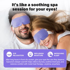 eyevana, 16 Packs Steam Eye Mask, Extra Deep Heat for Dry Eyes, Fast Relief for Irritation, Stye, Puffy Sensitive Eyes and Eye Strain, Disposable Self Heating Warm Compress (Ultra-Soft Lavender)