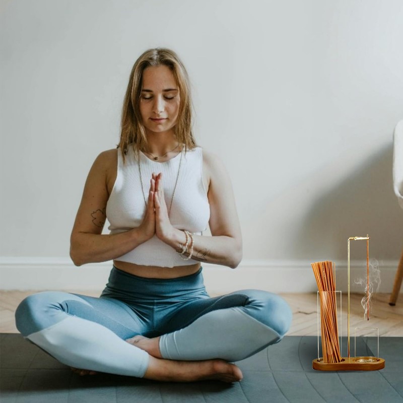 Incense Holder for Sticks with Ash Catcher-2 in 1 Glass