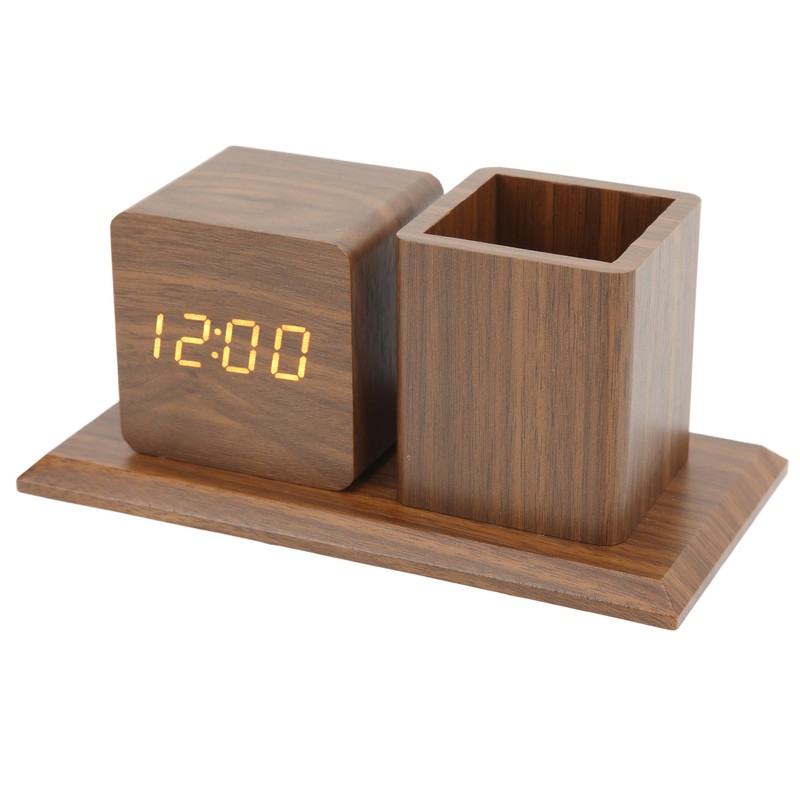 Pen Holder Clock Temperature Calendar Display 3 Level Brightness Adjustment