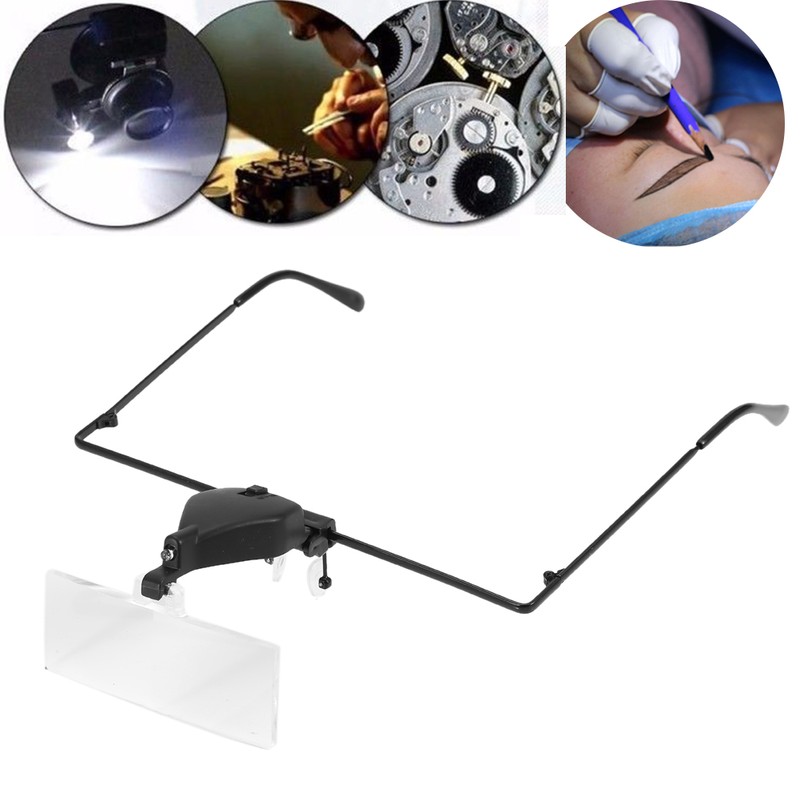 1.5X 2.5X 3.5X Eyeglass LED Magnifier Hands Free Head Eyelash