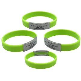Performance IDs Medical Alert Bracelet - Lime Green Silicone ID Bracelet - Medical Alert Bracelets for Women - Medical Alert Bracelets for Men