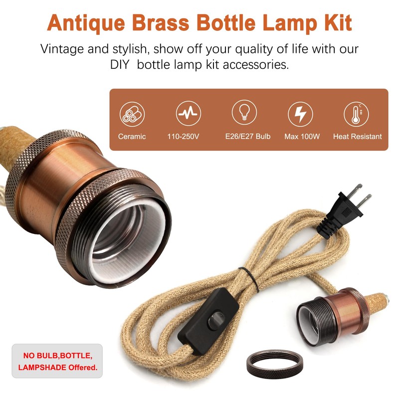 Bottle Lamp Kits, 2 Pack Bronze Bottle Lamp Adaptor Kit,