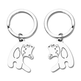 Cat Couple Keychain for Boyfriend Girlfriend Valentines Day Gifts for Cat Lover Matching Keychains Gifts for Husband Wife Anniversary Birthday Gifts for Couples Cat Kychains for Women Men 2 PCS