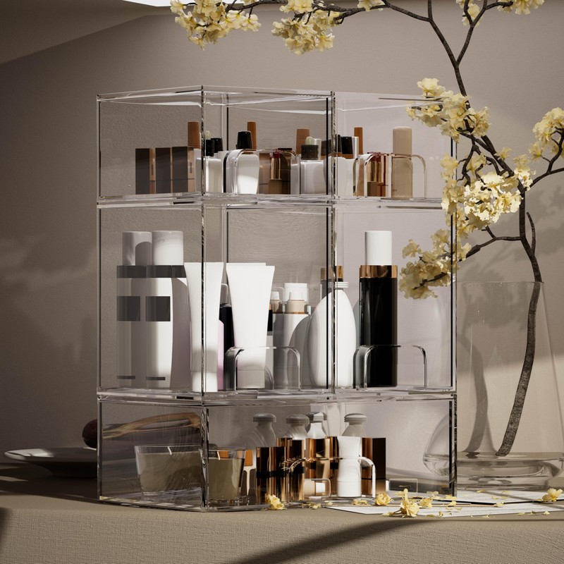 5 Pack Stackable Storage Drawers, Clear Plastic Organizer Bins with