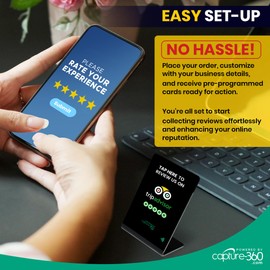 TripAdvisor NFC Review Stand - Digital Business Signage, Acrylic Desk Display, Customizable NFC Tag for Effortless Feedback Collection, Quick Activation, Small Business Compatible - Black (Pack of 1)