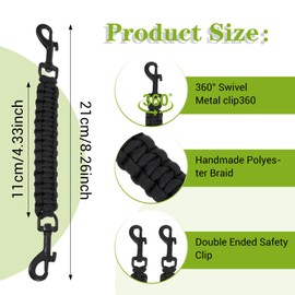 Yuanchu Double Dog Prong Collar Safety Clip, Ended Collar Backup Clip Backup Safety Strap with Dual Clasps Leash Connector for Prong Collar Harness Vests Walking Running Training