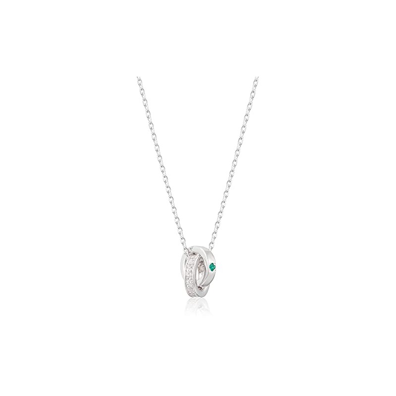 Yondo Sea 112124121805 Emerald May Birthstone Eternal Silver Necklace, Small,