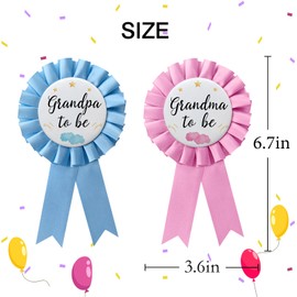 2 Pcs Grandma to Be & Grandpa to Be Pins, Gender Reveals Baby Shower Tinplate Badge Pink and Blue Corsage Pins Party Decorations - Stars Pattern