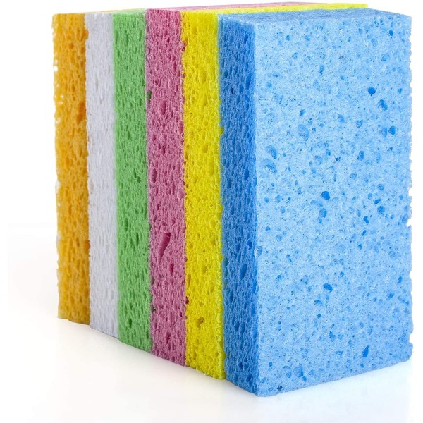 Sponges Kitchen Sponges for Dishes Compressed Cellulose Sponges for Kitchen,Bathroom -6 Pack