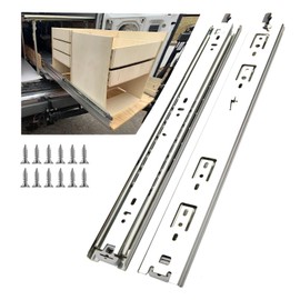 ZHUOJUN 1 Pair 100 lb Load Capacity Heavy Duty Locking Drawer Slides 12 14 16 18 20 22 24 26 28 30 32 34 36 38 40 Inch Side Mount Ball Bearing Runners Full Extension Rails With Lock(With Lock,28 inch)