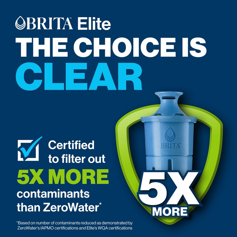 Brita 10 Cup Elite Filter Pitcher with Smart Light Indicator,