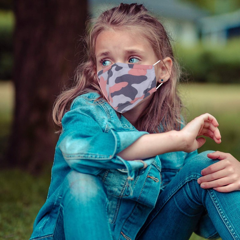 Children's Camouflage Cotton Face Mask, Reusable, Washable & Dustproof, Breathable