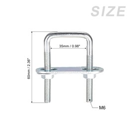 METALLIXITY U-Bolts Set of 4 M6x35x60mm Square U-Bolts Carbon Steel with Accessories for Construction Pipe
