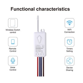 Greencycle Smart Wireless Switch and Receiver Kit,2.4G WiFi Wireless Remove Light Switch Works with Alexa and Google Assistant,Voice Control,IP66 Waterproof for Ceiling Lights,Fans,Lamps,3SW+1REV