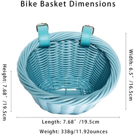 Meghna Woven Mini Bike Basket for Kid Bike Handlebar Bike Basket for Girl Boy for Scooter Blue