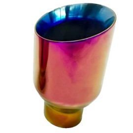 Gearhead Weld On 2.25" Inlet 4" Out Angle Cut SS 7" Long Double Wall BURNED Exhaust Tip