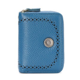 GOIACII Women's Leather Credit Card Holder, RFID Protection, Small Wallet with Many Compartments and Coin Compartment, Small Large Capacity Card Holder for Women, B-gemstone blue, Classic