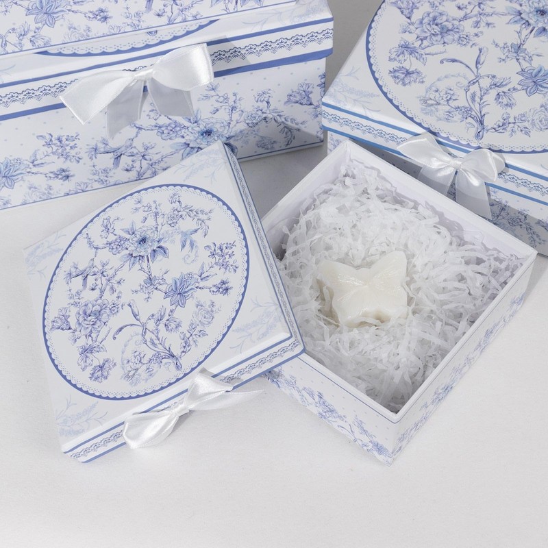 Balsa Circle 4 Blue Nesting Gift Boxes with Lids Wedding
