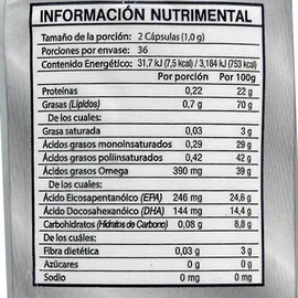 Omega 3 con EPA y DHA 72 cápsulas de 500 mg Supra.