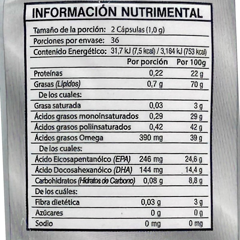 Omega 3 con EPA y DHA 72 cápsulas de 500