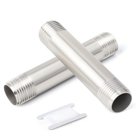 ERGAOBOY 2 Pcs 200mm 1/2" x 1/2" Male BSP Nipple Cast Pipe 304 Stainless Steel Pipe Fittings