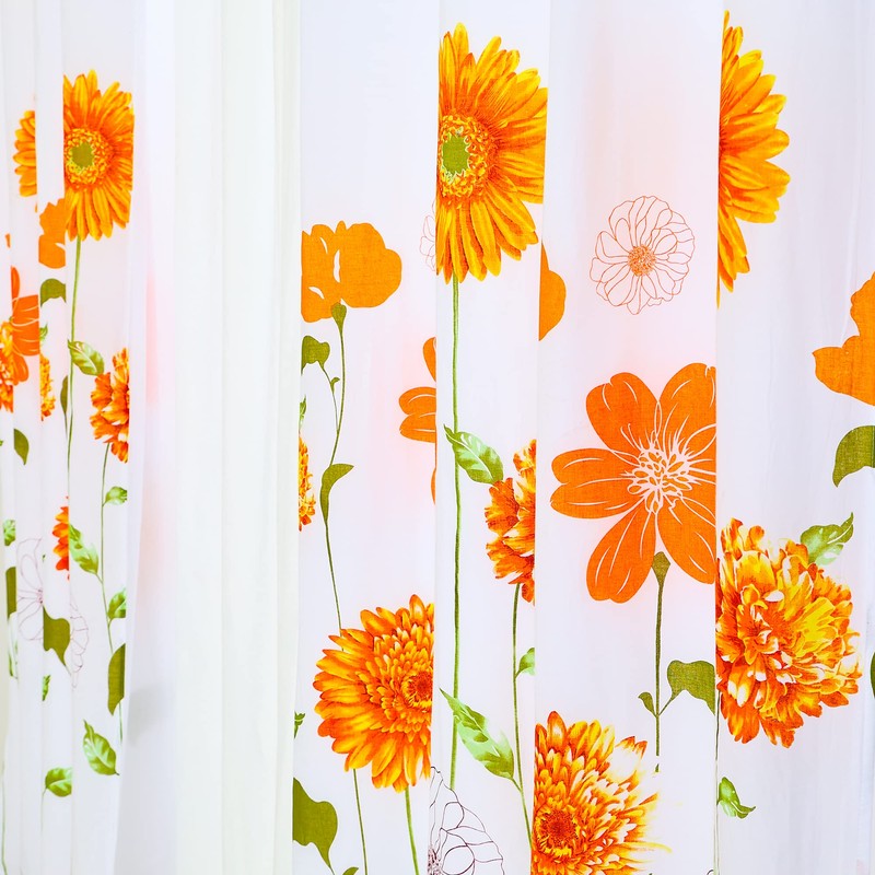 EVENHUG Orange Sunflowe Curtains Floral Window Curtain Panels Drapes for