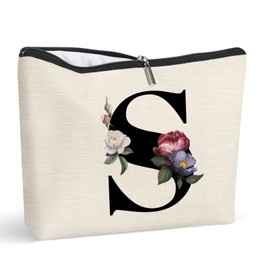 Bolsa de maquillaje con inicial personalizada, bolsa de maquillaje para cosméticos con letras A-Z, bolsa de maquillaje de viaje, monograma, regalos para mujeres, P, Bolsa de cosméticos personalizada