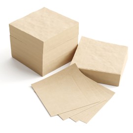 250 Pack 2-Ply Natural Kraft Brown Cocktail Paper Napkins Disposable, Eco Friendly Beverage Napkins, Tan Recycled Compostable Napkins, Generic Square Small Napkins for Party Lunch Coffee Bar Holiday