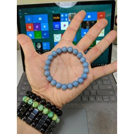 RAYON Angelite Bead Bracelet for Men or Women Stretch 10mm 7" 7.5" 8" 8.5"