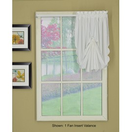 Today's Curtain, Orleans Scallop Curtain, White Fan Insert, 30" W x 40" L, White