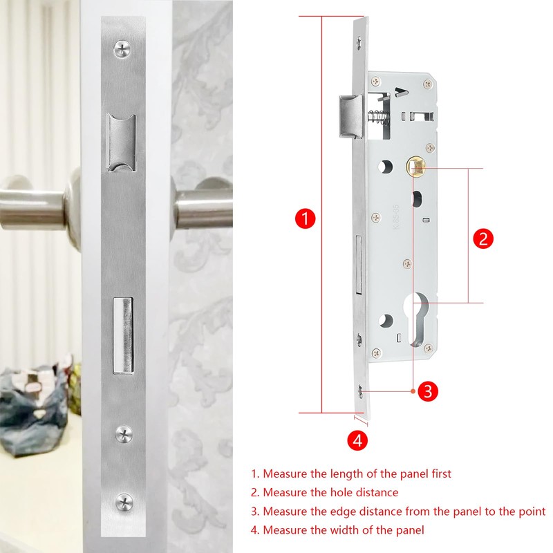 Stainless Steel Mortice Sash Lock, 85MM Center 35MM Backset Door