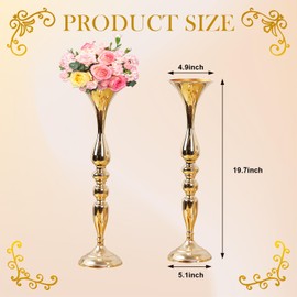 Hyuetrsa 24 Pcs Metal Flower Arrangements Stand 20 Inch Tall Wedding Flower Vase Centerpieces Table Decoration Flower Stand for Party Wedding Reception Flower Arrangement Candle Holder (Gold)
