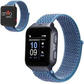 BESINPO Straps Compatible with TCL Safety Watch MT43AX / Anio Care+ Seniors / TCL Movetime MT43AX Safety Watch, Soft Sport Braided Adjustable Replacement Straps Men Women Blue