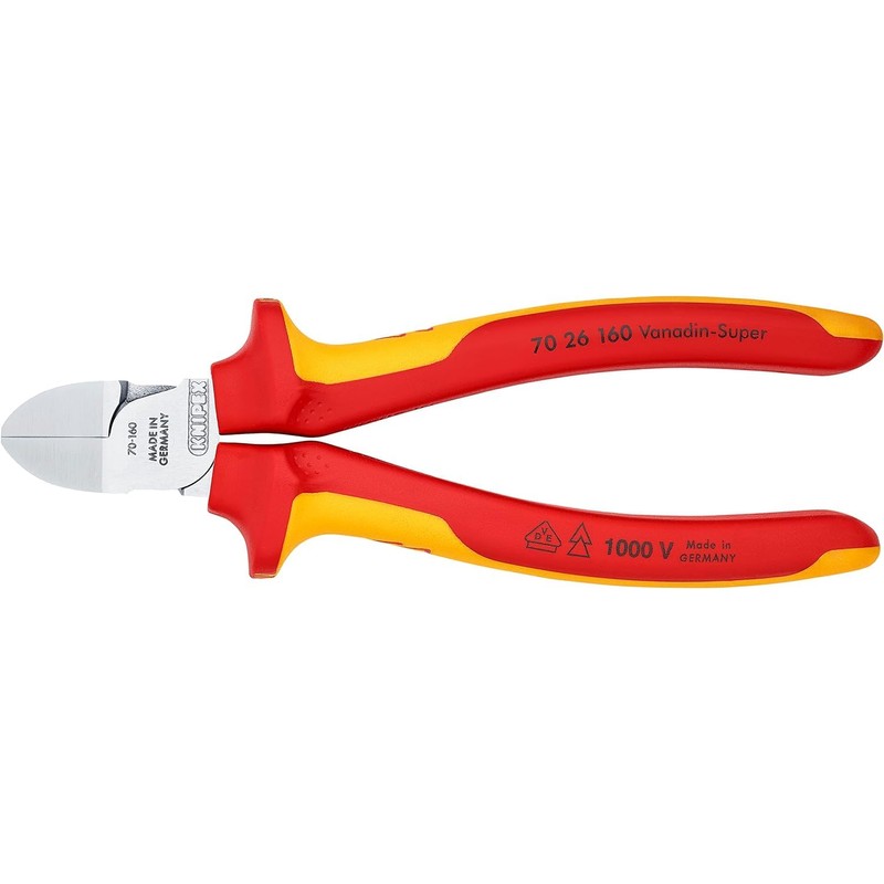 Knipex KNIPEX Seitenschneider isoliert mit Mehrkomponenten-Hllen, VDE-geprft verchromt 160 mm
