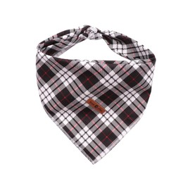 lionet paws Dog Bandana, Headscarf, Triangular Scarf for Small, Medium and Large Dogs, Black, Chequered