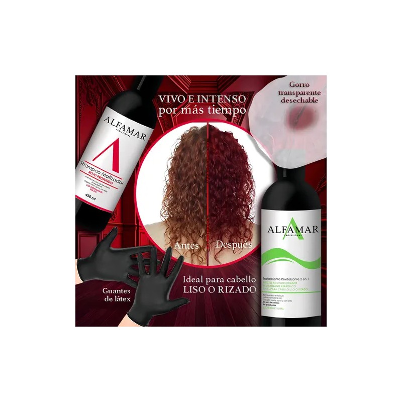 Shampoo Matizador Rojo + Tratamiento Con Keratina Alfamar