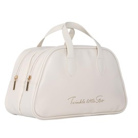 Neceser Maquillaje, Organizador Grande para Mujeres,Bolsa de cosméticos,Bolsa de Aseo Impermeable,Bolsa de Lavado Multifuncional y Portátil con Asa y Cremallera, para Baño (Blanco)