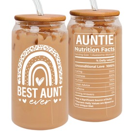 Pawzity Aunt Gifts - Auntie Gifts from Niece Nephew - Birthday, Mothers Day, Christmas Gift for Auntie Aunty - Gift for New Aunts, To Be Aunts - 16 Oz 2-sided Can Glass
