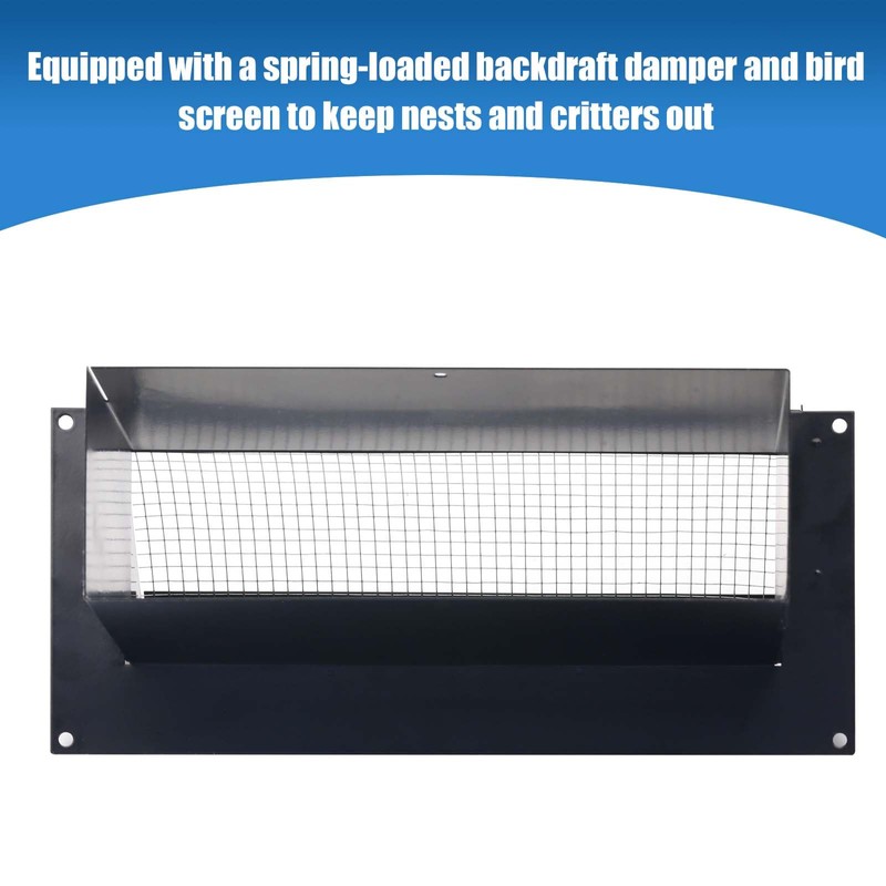 Hooded Wall Vent with Screen and Damper, Galvanized Steel Wall