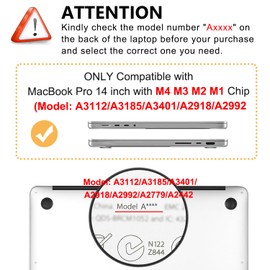 Case for MacBook Pro 14 inch M4 M3 M2 M1 A3112 A3185 A3401 A2918 A2992 A2779 A2442 2024-2021 Release, 5 in 1 Plastic Hard Shell&Keyboard Cover&Screen Protector&Webcam Cover, Matt Black